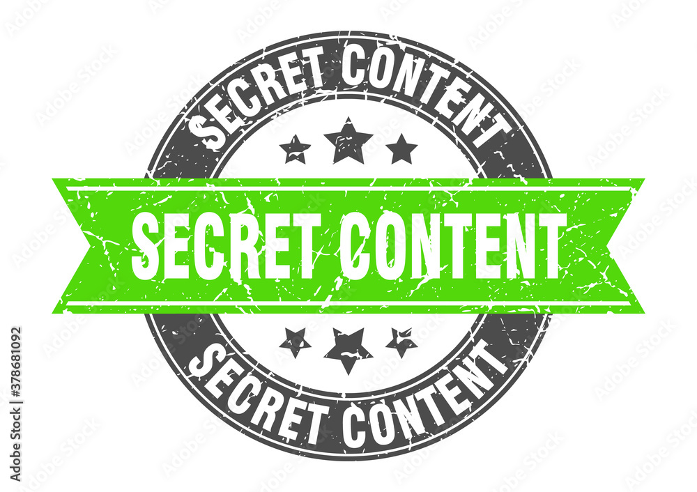 Fototapeta premium secret content round stamp with ribbon. label sign