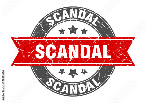scandal round stamp with ribbon. label sign