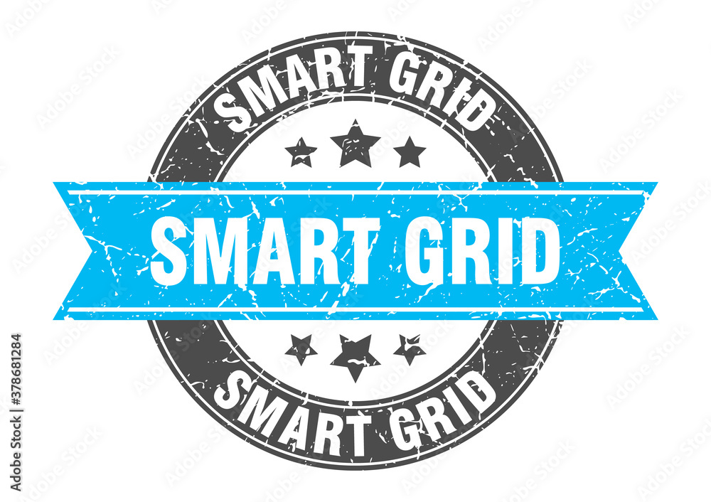 smart grid round stamp with ribbon. label sign smart grid round stamp with ribbon. label sign