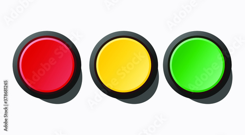 vector start and stop button, red button, yellow button, green button
