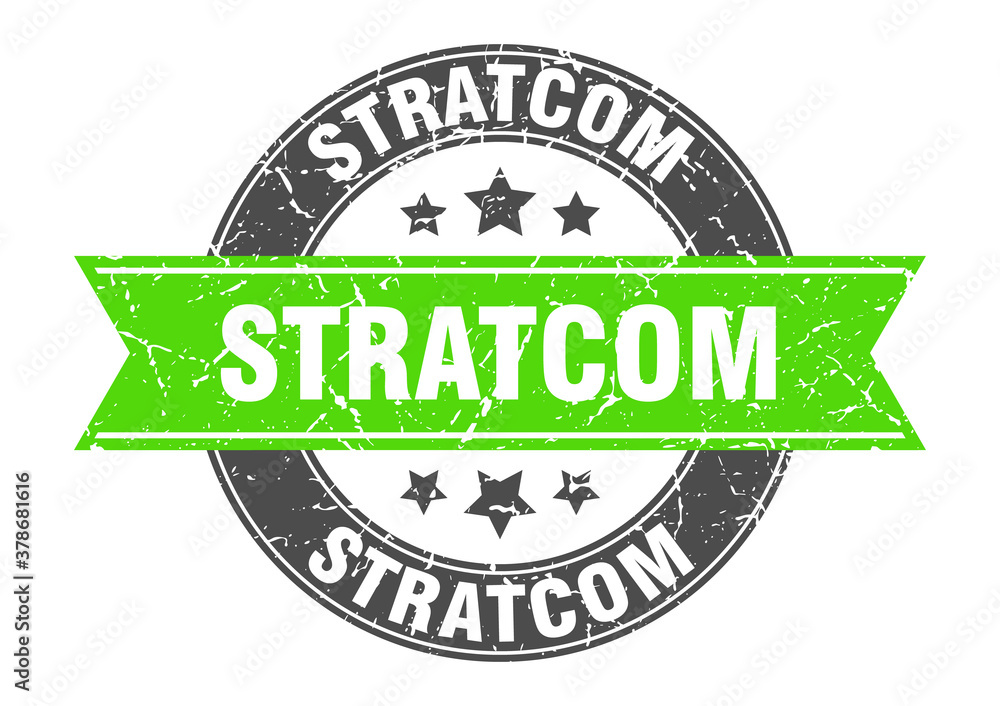 Obraz premium stratcom round stamp with ribbon. label sign