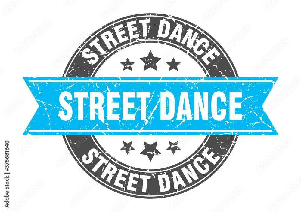 Fototapeta premium street dance round stamp with ribbon. label sign