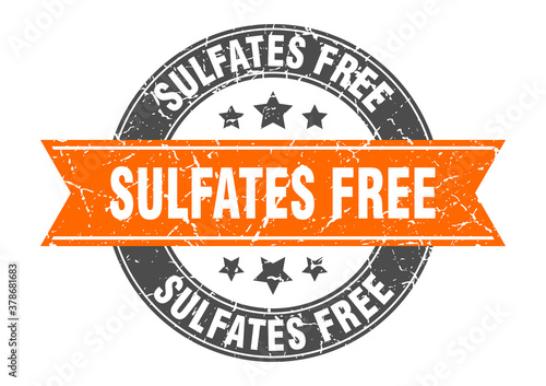 sulfates free round stamp with ribbon. label sign