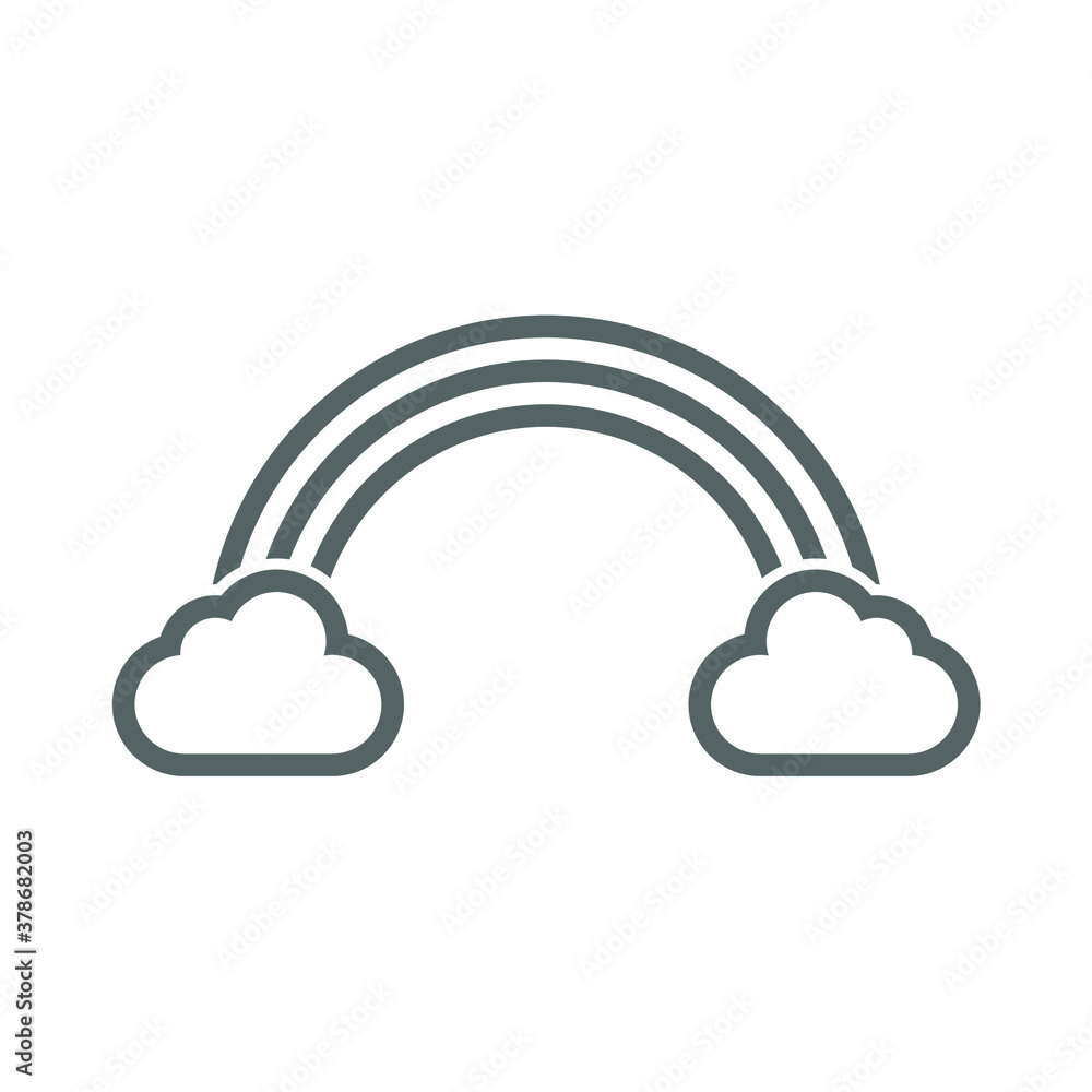 vector of rainbow and cloud with outline vector of rainbow and cloud with outline
