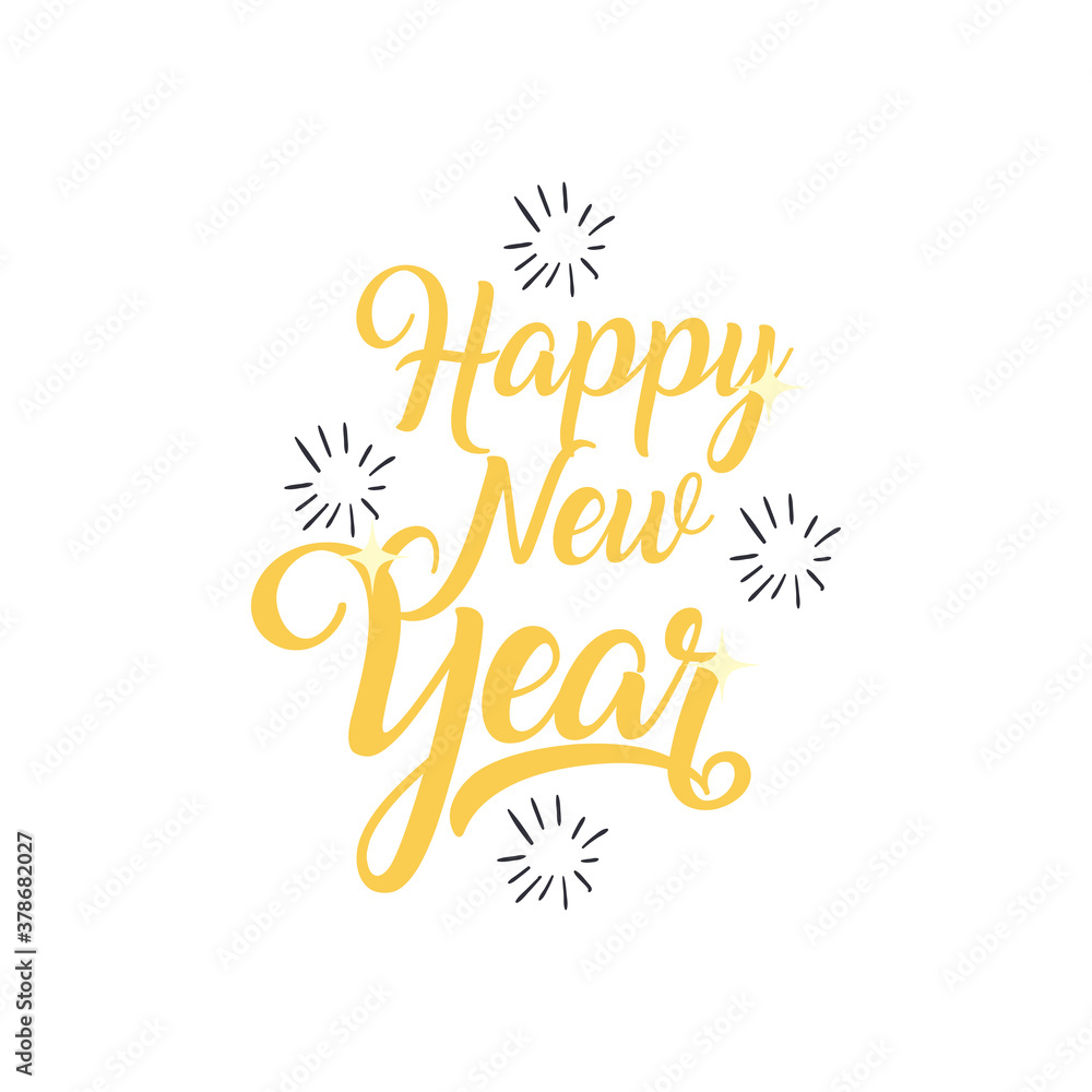 Happy new year free form style icon vector design