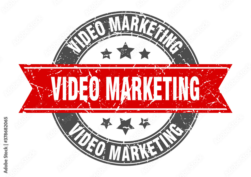 video marketing round stamp with ribbon. label sign