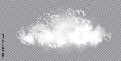 Bath foam soap with bubbles isolated vector illustration on transparent background. Shampoo and soap foam lather vector illustration.