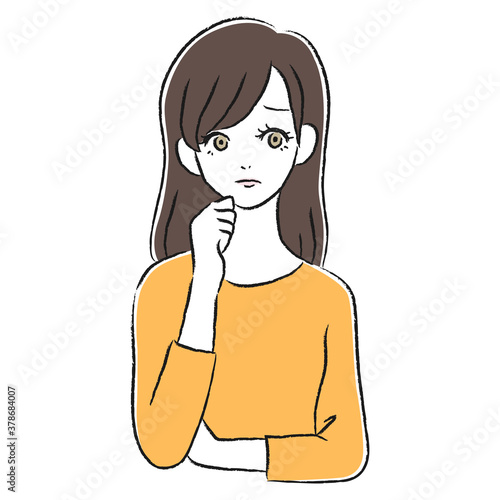 悩んでいる女性　考える