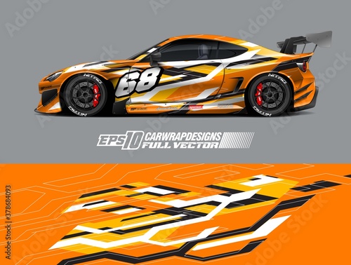 Cargo van wrap decal graphic design. Abstract stripe racing background designs for wrap race car, pickup truck, adventure vehicle. Eps 10