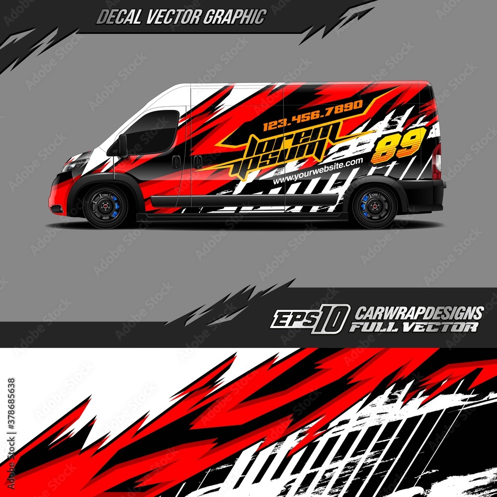 Cargo van decal graphic design. Abstract stripe racing background ...