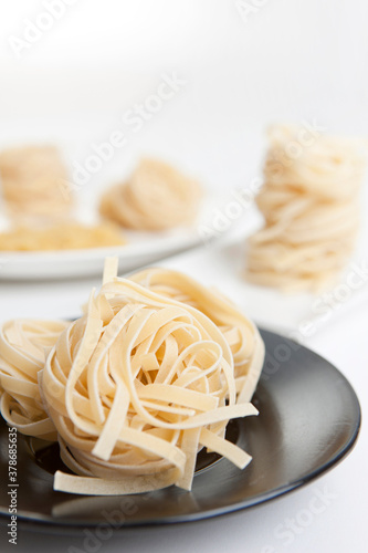 ingredient, tagliatelle pasta on plate