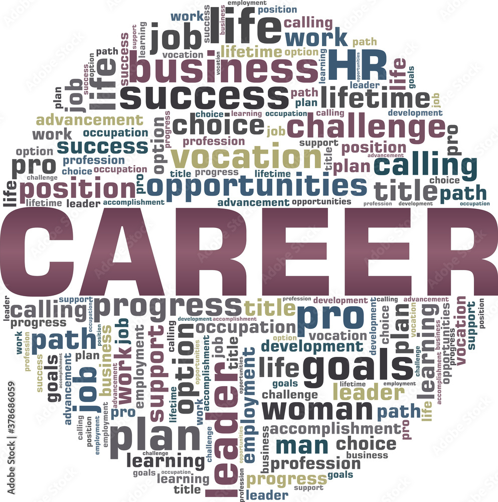 Career vector illustration word cloud isolated on a white background. Career vector illustration word cloud isolated on a white background.