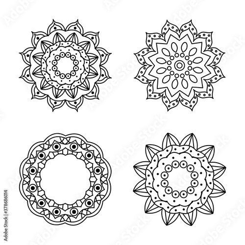 decorative mandalas icon set, line style