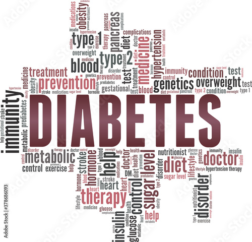 Diabetes vector illustration word cloud isolated on a white background.