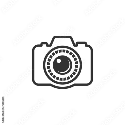 camera vector illustration. good for camera icon, photography, or videography industry. simple line art flat with grey color style