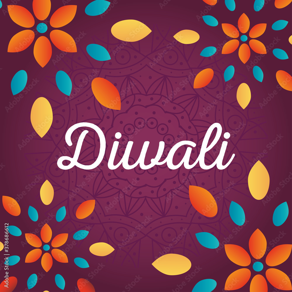 diwali festival design with colorful rangolis