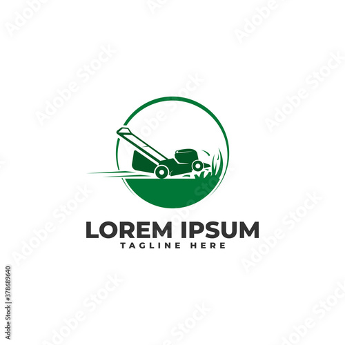 Lawn Mower Speed Logo Vector Icon Illustration