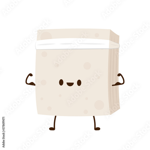 Tofu character design on white background.