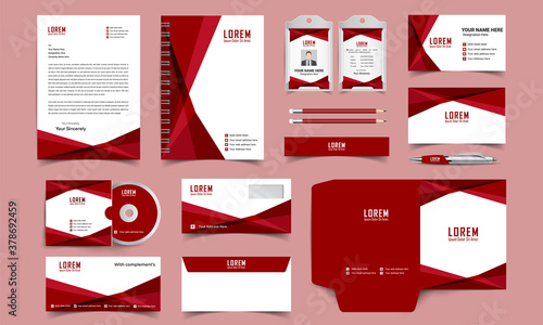 Red professional business branding stationery set template. corporate identity template with digital elements. Vector company style for brand book and guideline.	
