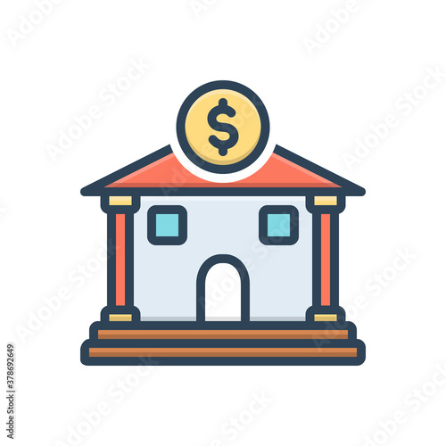 Color illustration icon for bank