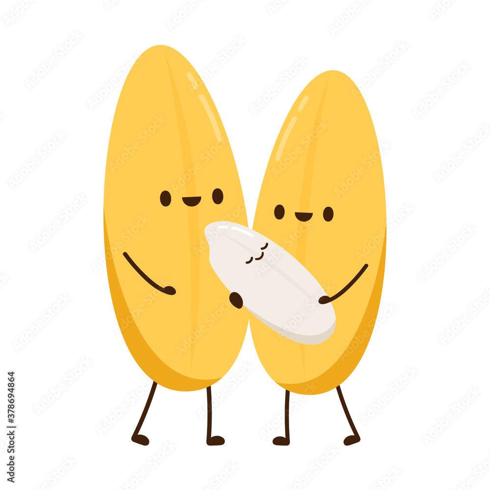 Rice character design. rice vector on white background. rice seed. Rice character design. rice vector on white background. rice seed.