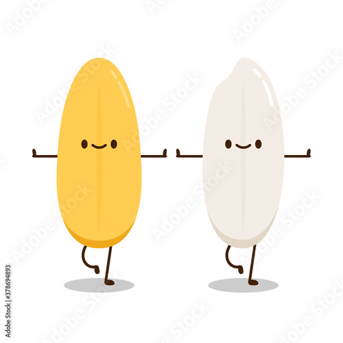 Rice character design. rice vector on white background. rice seed.