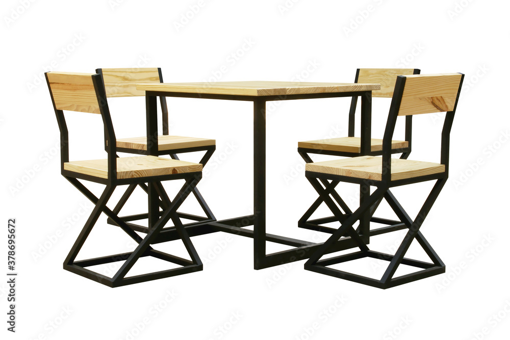 Outdoor Dining Table and Chairs Isolated on White Background Outdoor Dining Table and Chairs Isolated on White Background