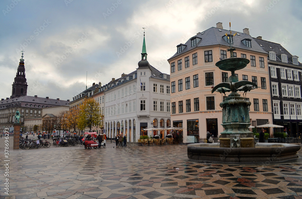 Naklejka premium Copenhagen, Denmark - Stroget Square