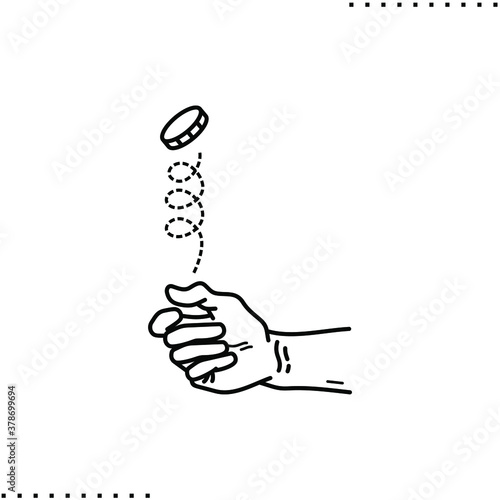 toss a coin vector icon in outline
