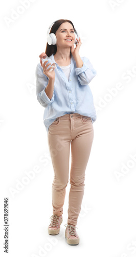 Young woman with bottle of ...