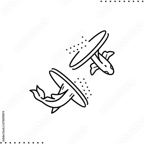 portal:  one way fish come in and the second is out vector icon in outline