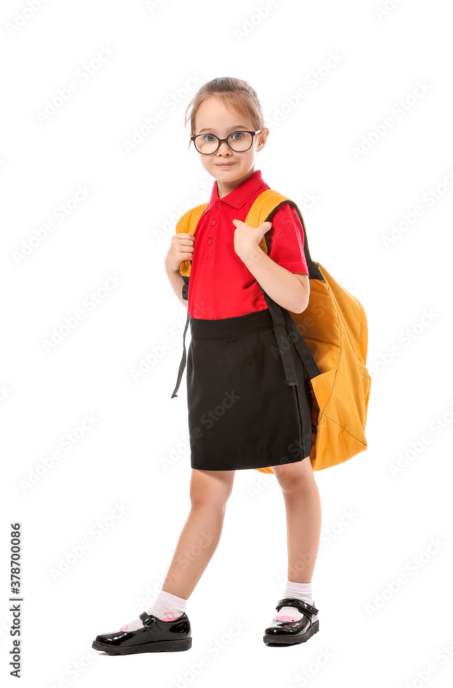 Little schoolgirl on white background Little schoolgirl on white background