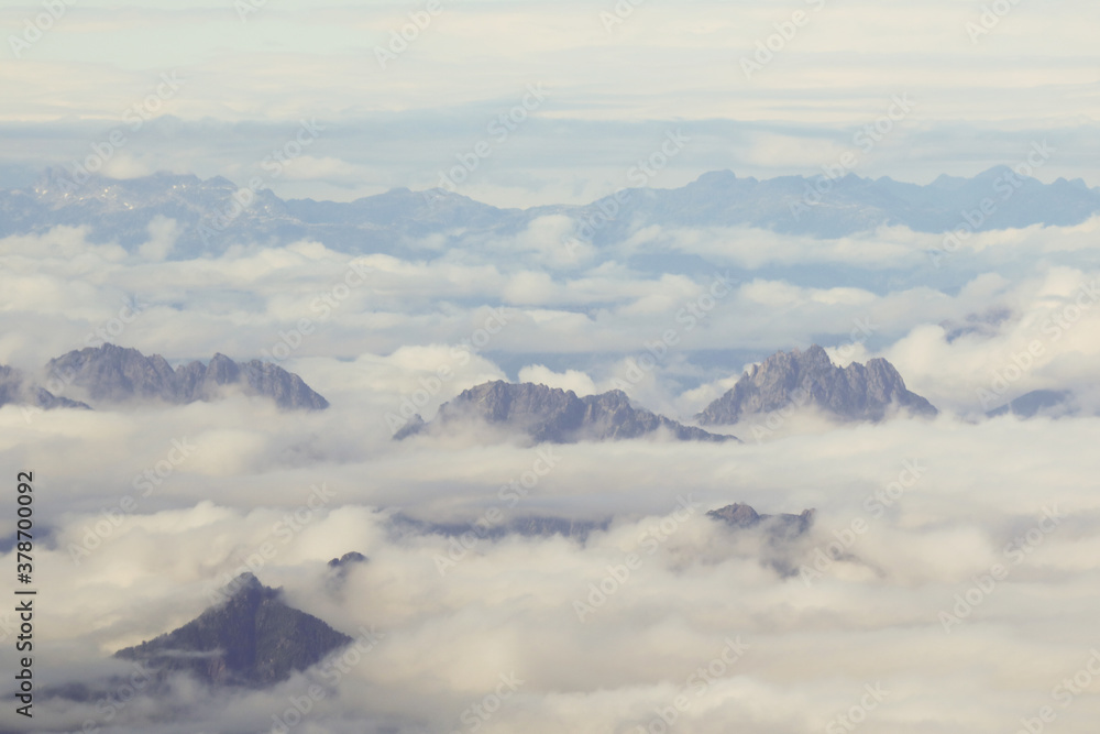 Aerial Mountain Above Clouds