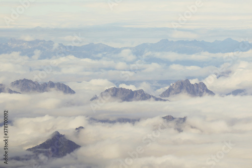 Aerial Mountain Above Clouds