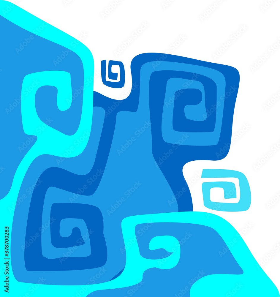 Vector Design of a Blue Wood Ornament with a Nature Theme Vector Design of a Blue Wood Ornament with a Nature Theme