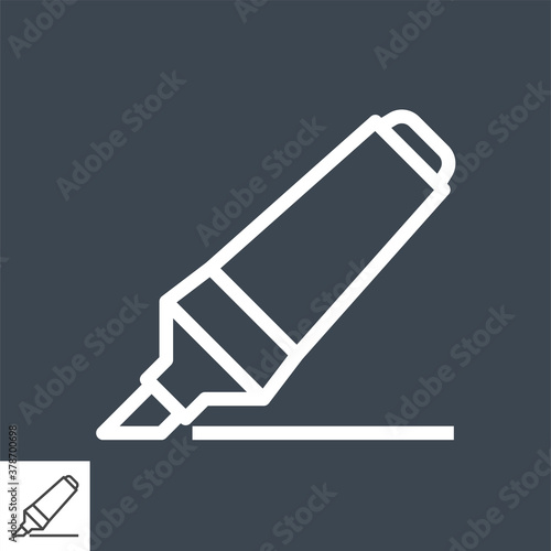 Marker Pen Thin Line Vector Icon. Flat icon isolated on the black background. Editable EPS file. Vector illustration.