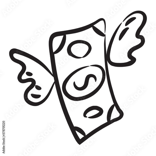 
Icon design of banknote with wings, angel investor in editable style 
