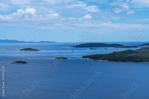 View on the Adriatic sea in Orebic, Peljesac peninsula, Dalmatia, Croatia