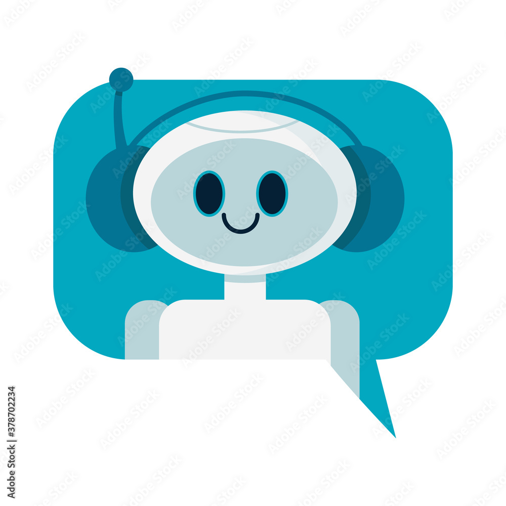 Cute chat bot cartoon conversation robot Vector Image
