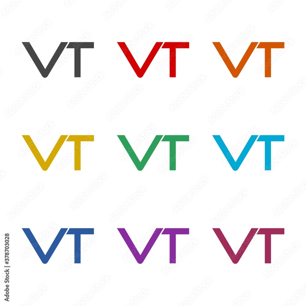 Initial VT Letter Linked Logo, color set Initial VT Letter Linked Logo, color set