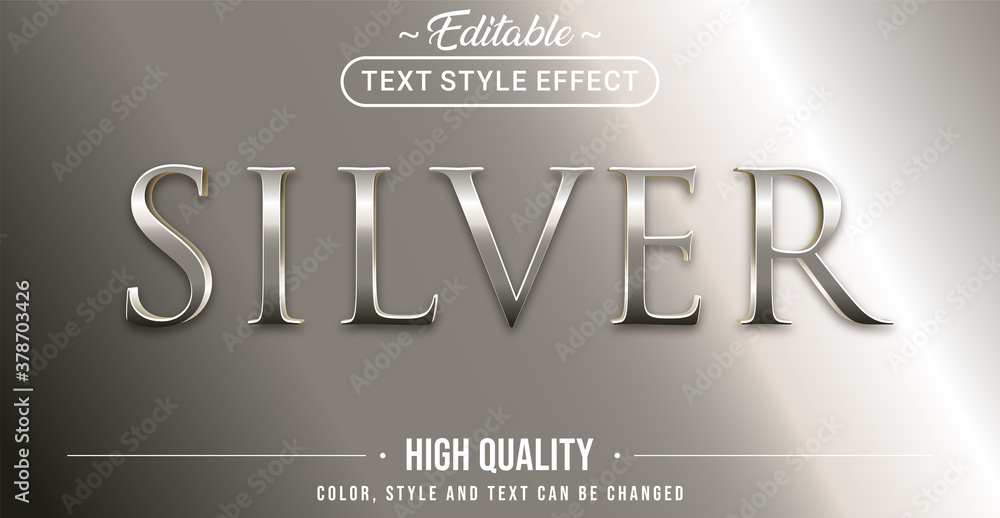 Editable text style effect - silver theme style.