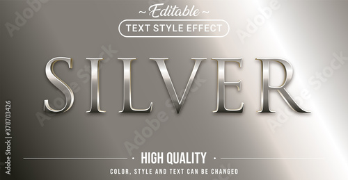 Editable text style effect - silver theme style. photo