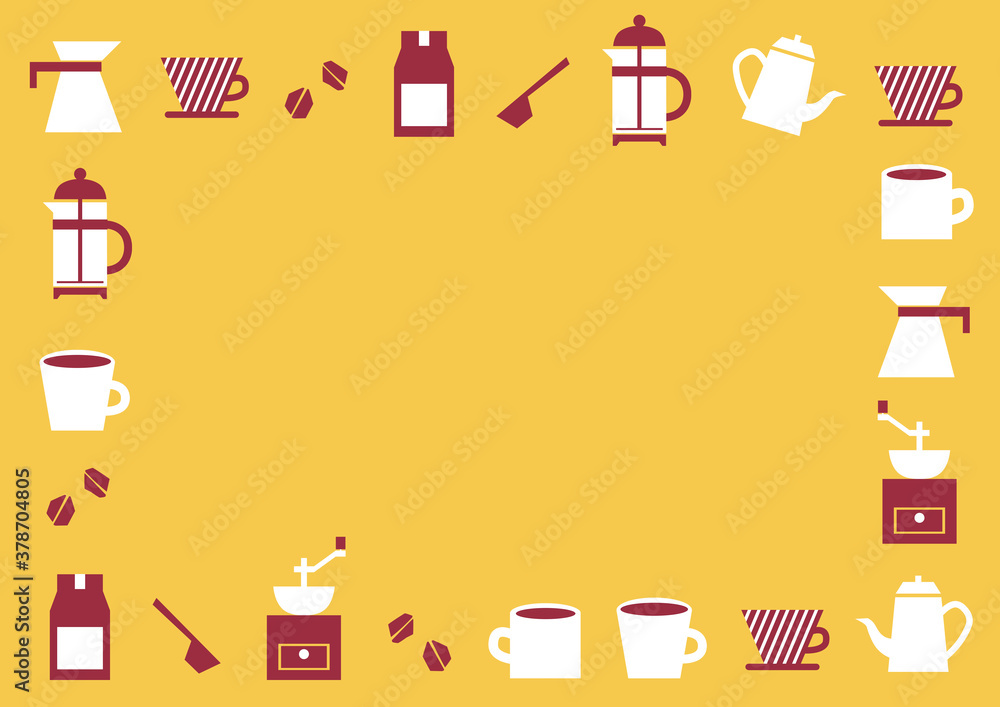 コーヒーセットのイラスト フレーム背景 コーヒーセットのイラスト フレーム背景