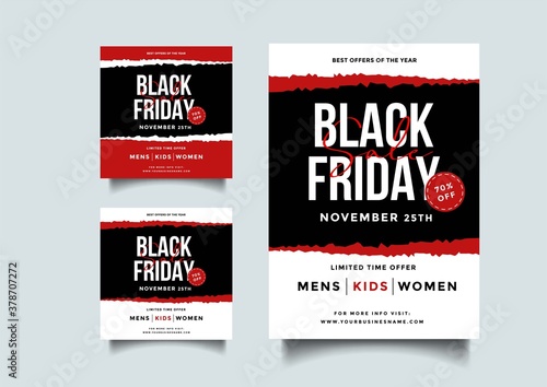 Black friday social media and a4 flyer vector template