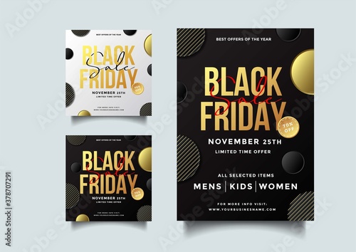 Black friday social media and a4 flyer vector template