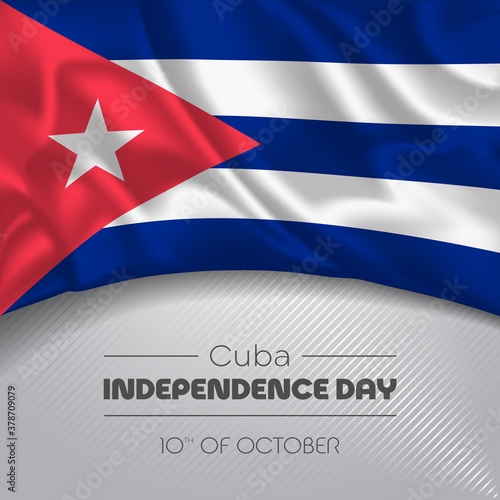 Cuba happy independence day greeting card, banner vector illustration