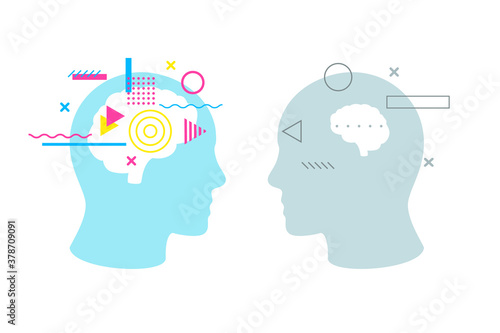 creative thinking smart and stupid brain concept. Competition between well read intellect and weak mind motivation for knowledge and development of mental vector abilities