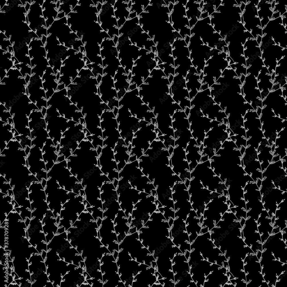 Cozy square seamless pattern autumn twigs on a black background. Textured digital sketch for pencil. Print for wrapping paper, cover, banner, postcard, fabric, textile, wallpaper. Cozy square seamless pattern autumn twigs on a black background. Textured digital sketch for pencil. Print for wrapping paper, cover, banner, postcard, fabric, textile, wallpaper.