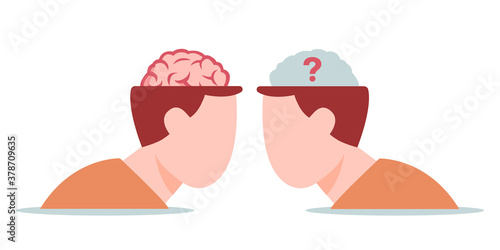 Competition creative intelligence with conventional concept. Confrontation between well read intellect and weak mind motivation for knowledge abilities and development of mental vector.