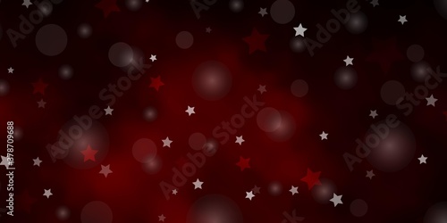 Dark Brown vector backdrop with circles, stars. Illustration with set of colorful abstract spheres, stars. Design for wallpaper, fabric makers.